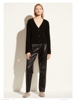 New VINCE Black Leather Trousers Pants